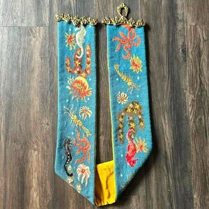 Finished 65" Carl Permin Copenhagen Embroidered Mid Century Ocean Folk Art Large